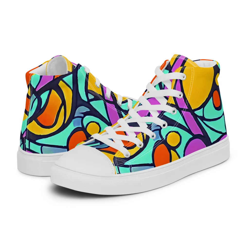 Ultraviolet Pop on Women's High Top Canvas Shoes — Left
