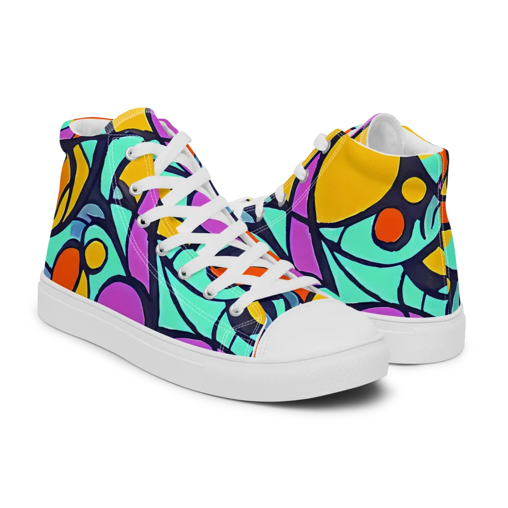 Ultraviolet Pop on Women's High Top Canvas Shoes — Right