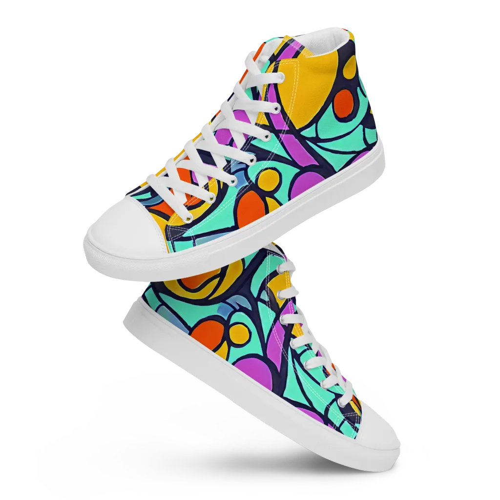 Ultraviolet Pop on Women's High Top Canvas Shoes — Front