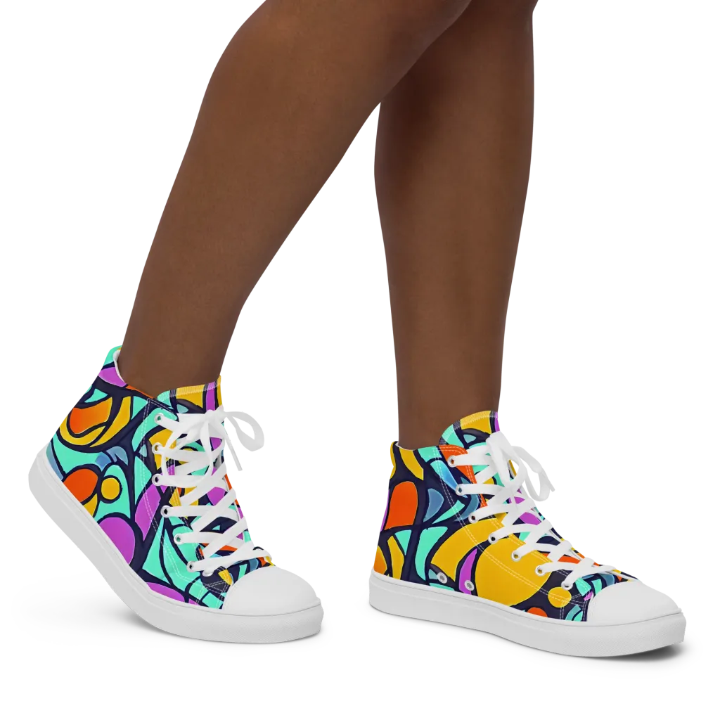 Ultraviolet Pop on Women's High Top Canvas Shoes — Right