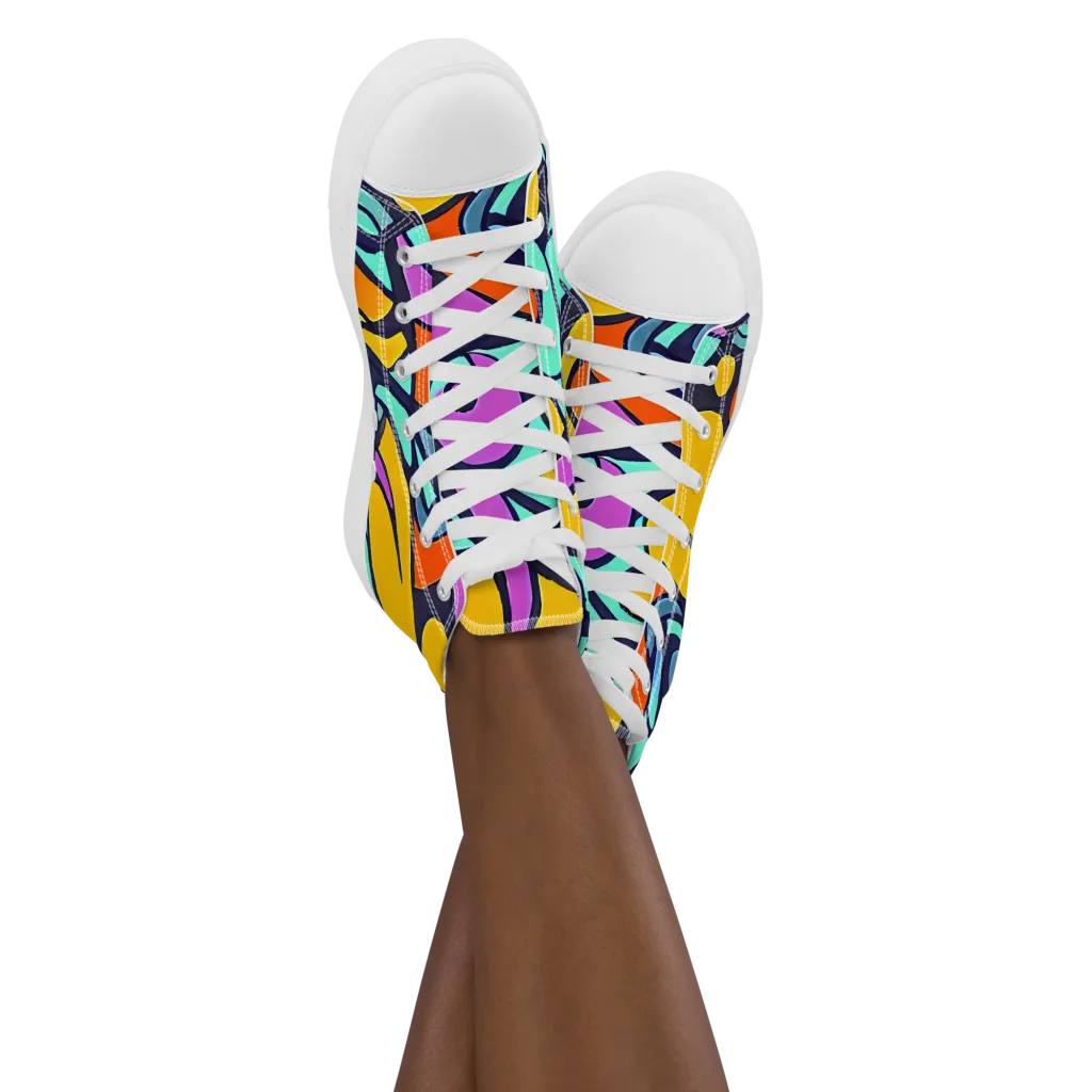 Ultraviolet Pop on Women's High Top Canvas Shoes — Front