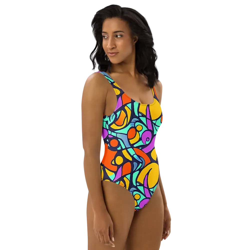 Ultraviolet Pop on One-Piece Swimsuit — Right