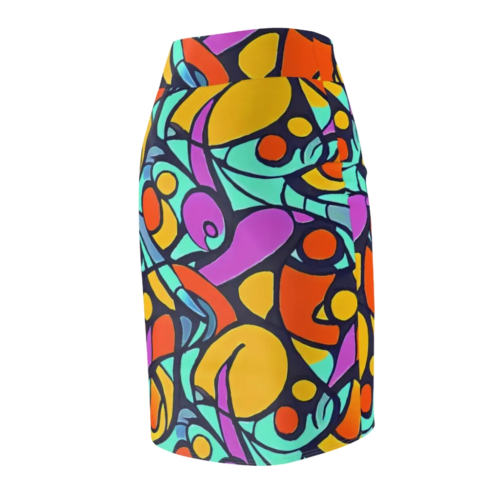 Ultraviolet Pop on Pencil Skirt — Back Side