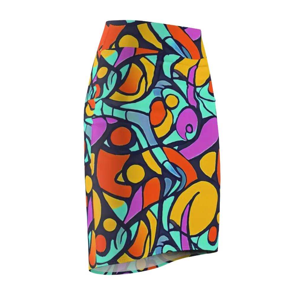 Ultraviolet Pop on Pencil Skirt — Front Side