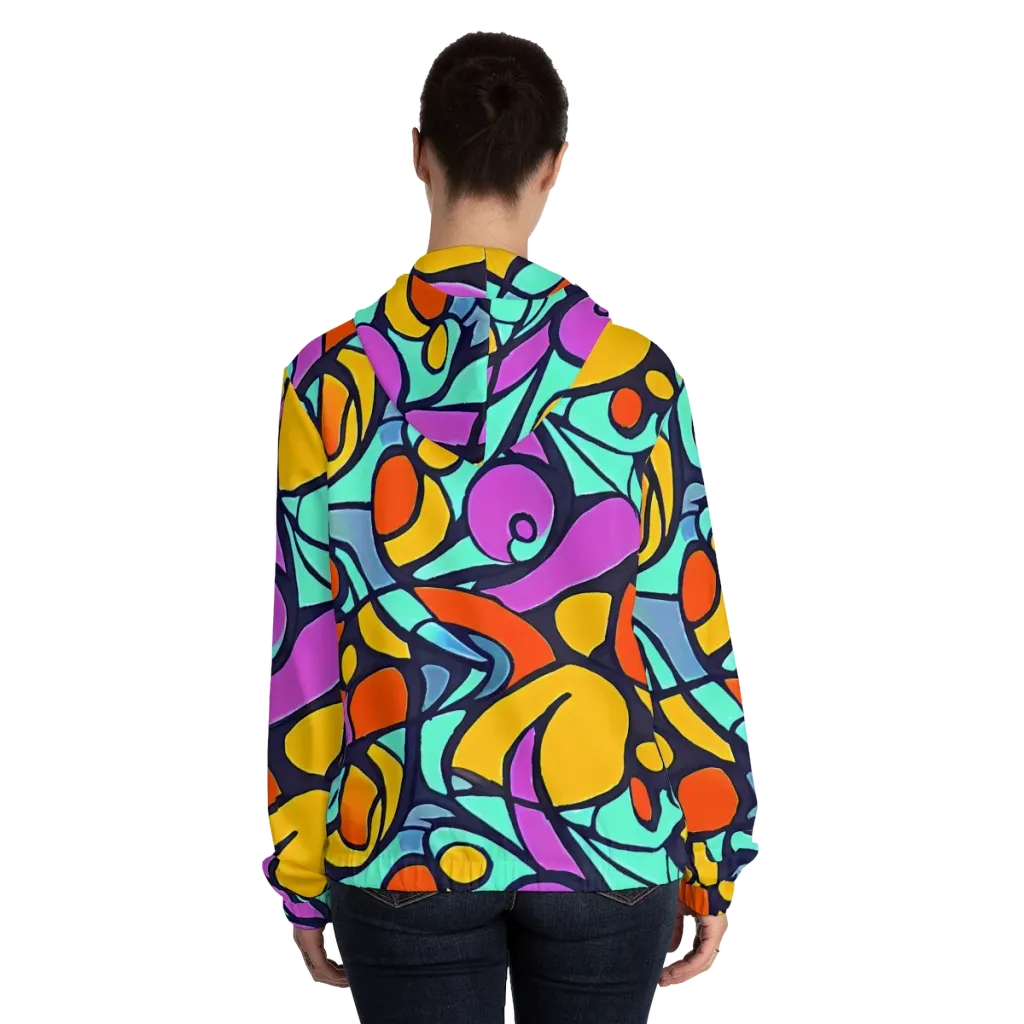 Ultraviolet Pop on Women's Full-Zip Hoodie — Back On Person