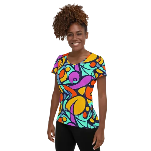 Ultraviolet Pop on a Women's Athletic T-Shirt