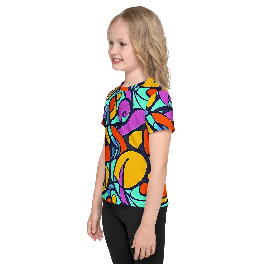 Ultraviolet Pop on Kids Crew Neck T-Shirt — Left
