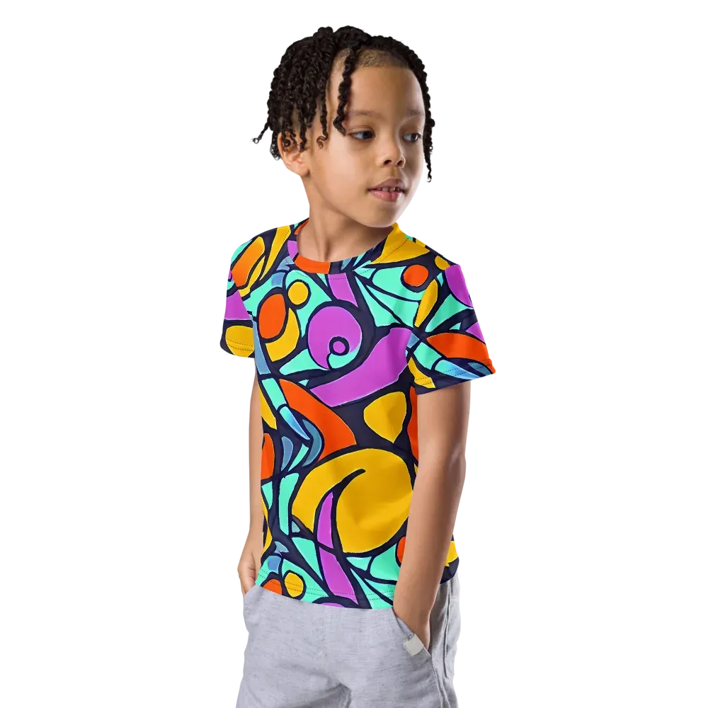 Ultraviolet Pop on Kids Crew Neck T-Shirt — Left Front