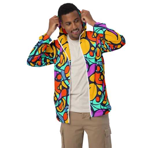 Ultraviolet Pop on a Men's Windbreaker