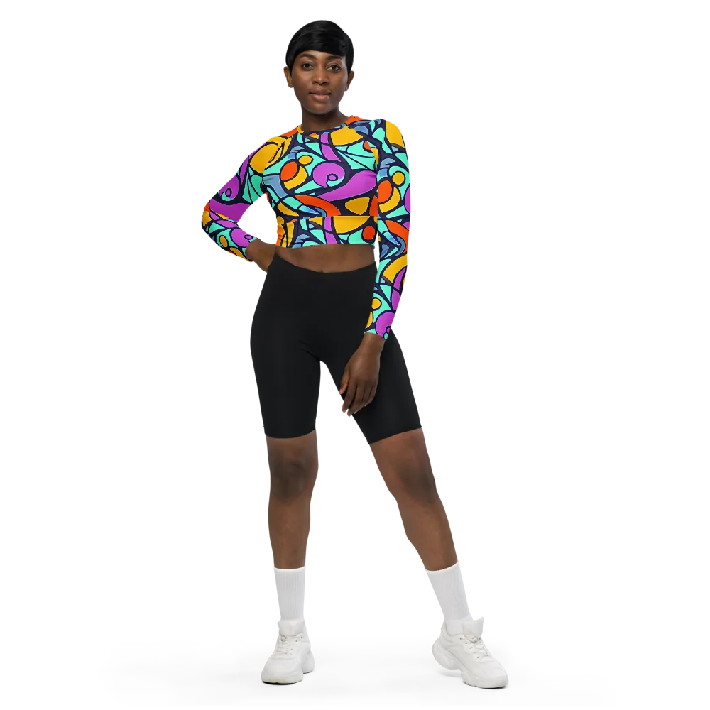 Ultraviolet Pop on Long Sleeve Crop Top — Front