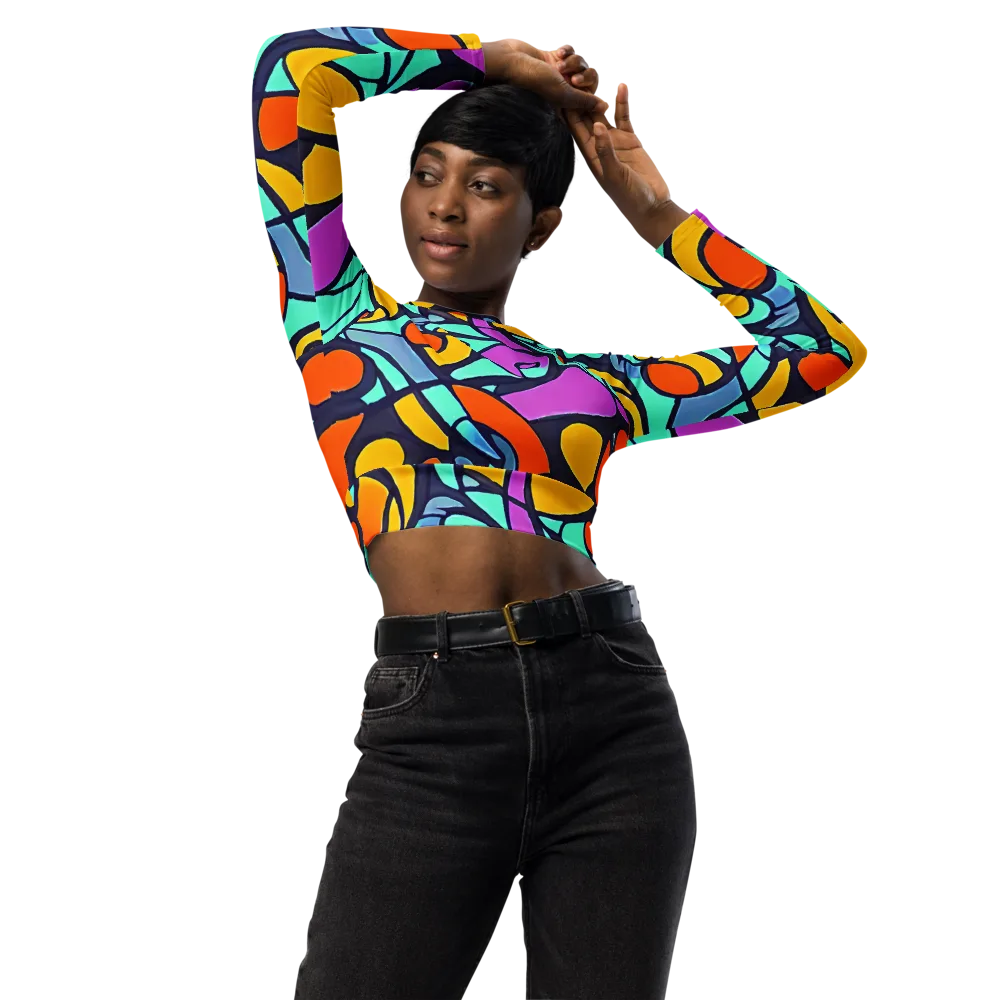 Ultraviolet Pop on Long Sleeve Crop Top — Front