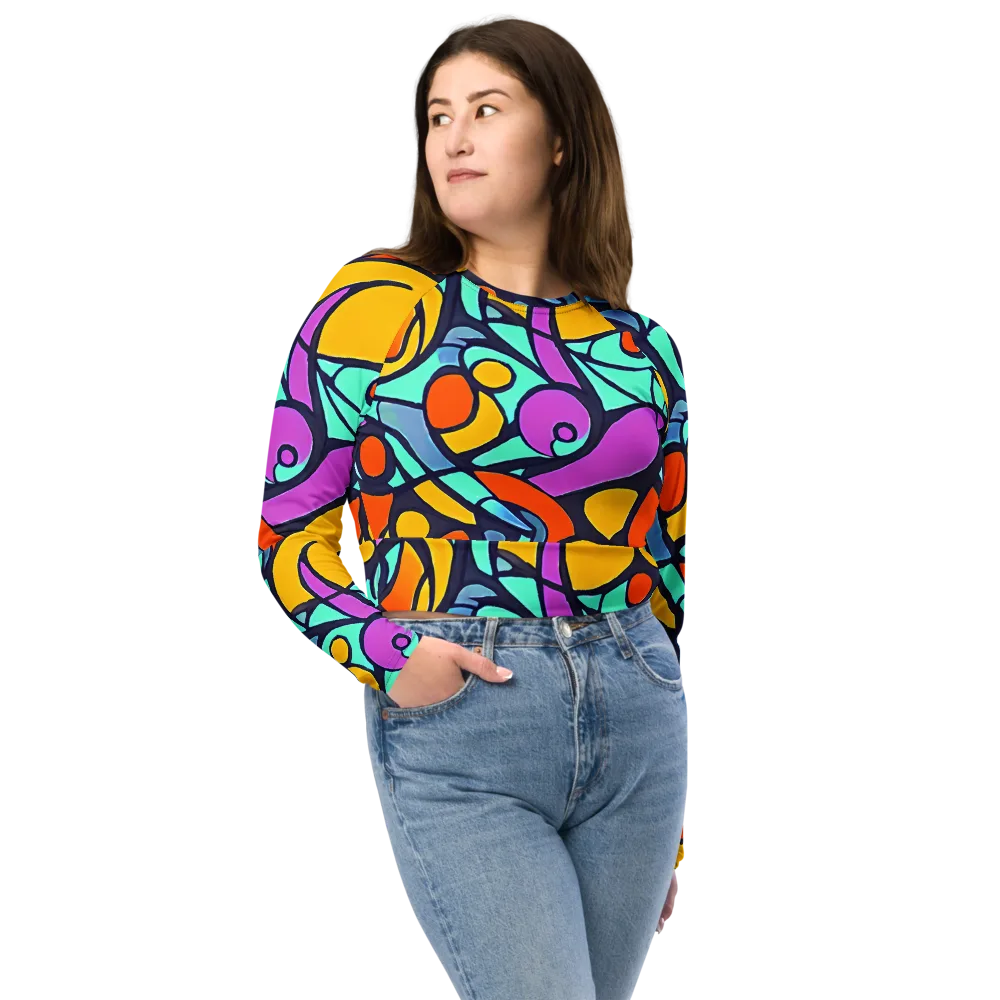 Ultraviolet Pop on Long Sleeve Crop Top — Front
