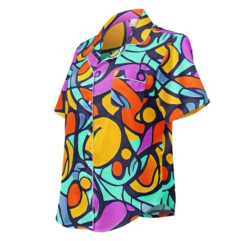 Ultraviolet Pop on Women's Short Sleeve Pajama Top — Left Front