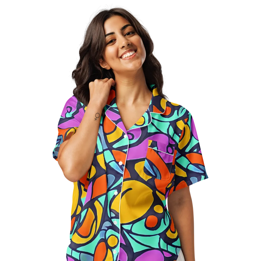 Ultraviolet Pop on Women's Short Sleeve Pajama Top — Front