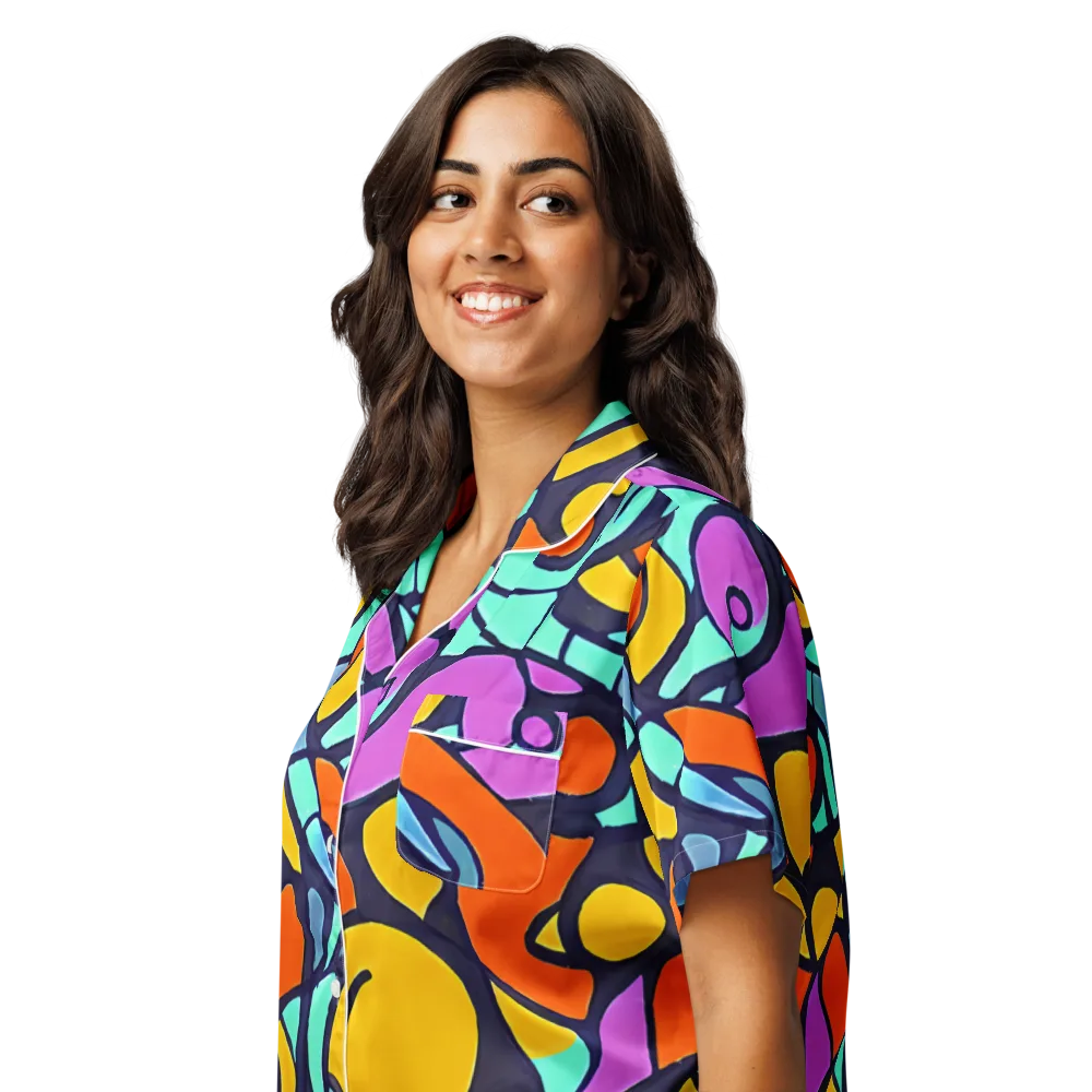 Ultraviolet Pop on Women's Short Sleeve Pajama Top — Left Front