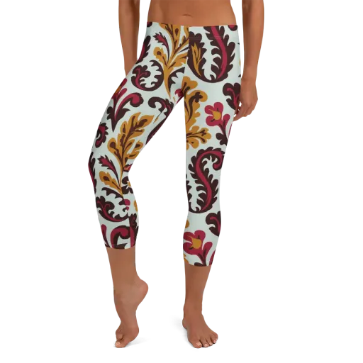 Garnet Paisley Garden on a Capri Leggings