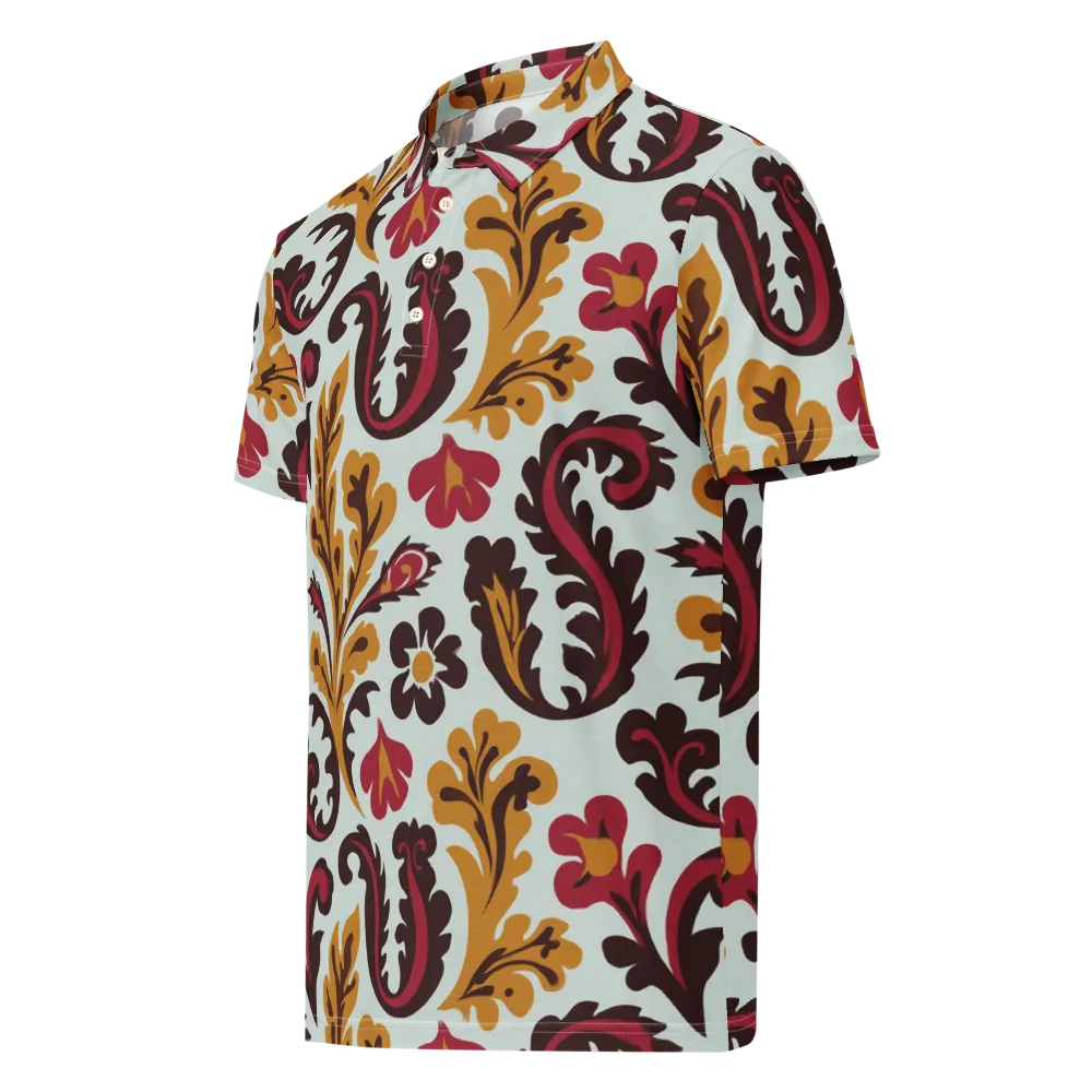 Garnet Paisley Garden on Men's Slim Fit Polo Shirt — Left Front