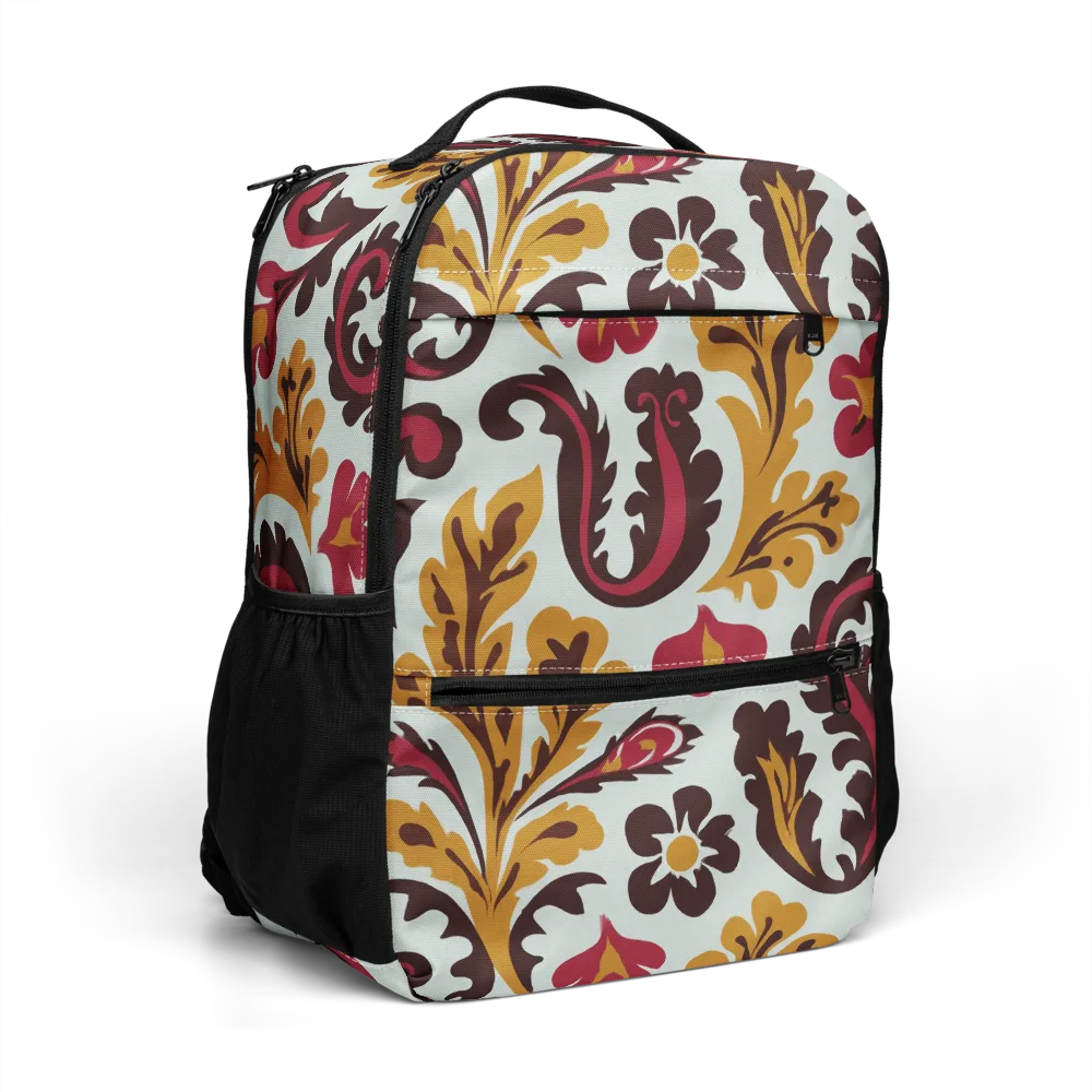 Garnet Paisley Garden on Utility Backpack — Right Front