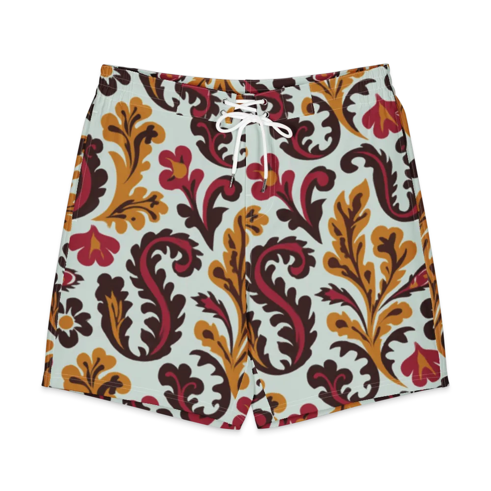 Garnet Paisley Garden on Men's Board Shorts — Front