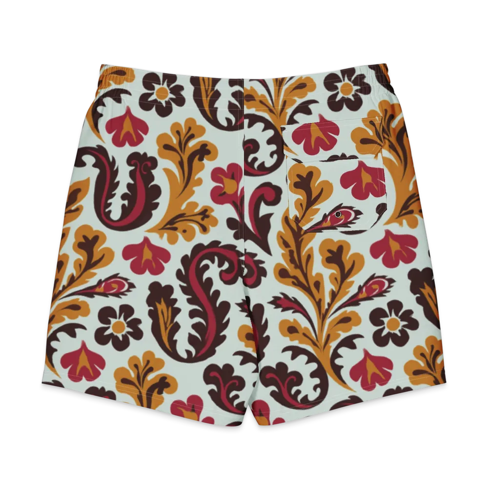 Garnet Paisley Garden on Men's Board Shorts — Back