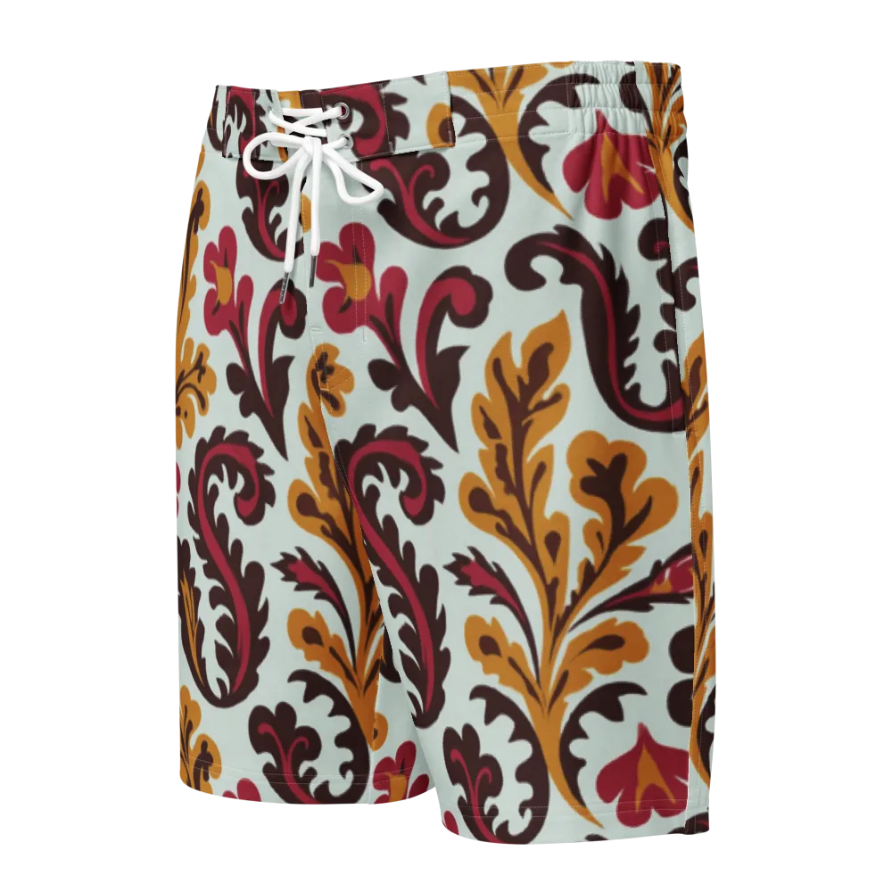 Garnet Paisley Garden on Men's Board Shorts — Front