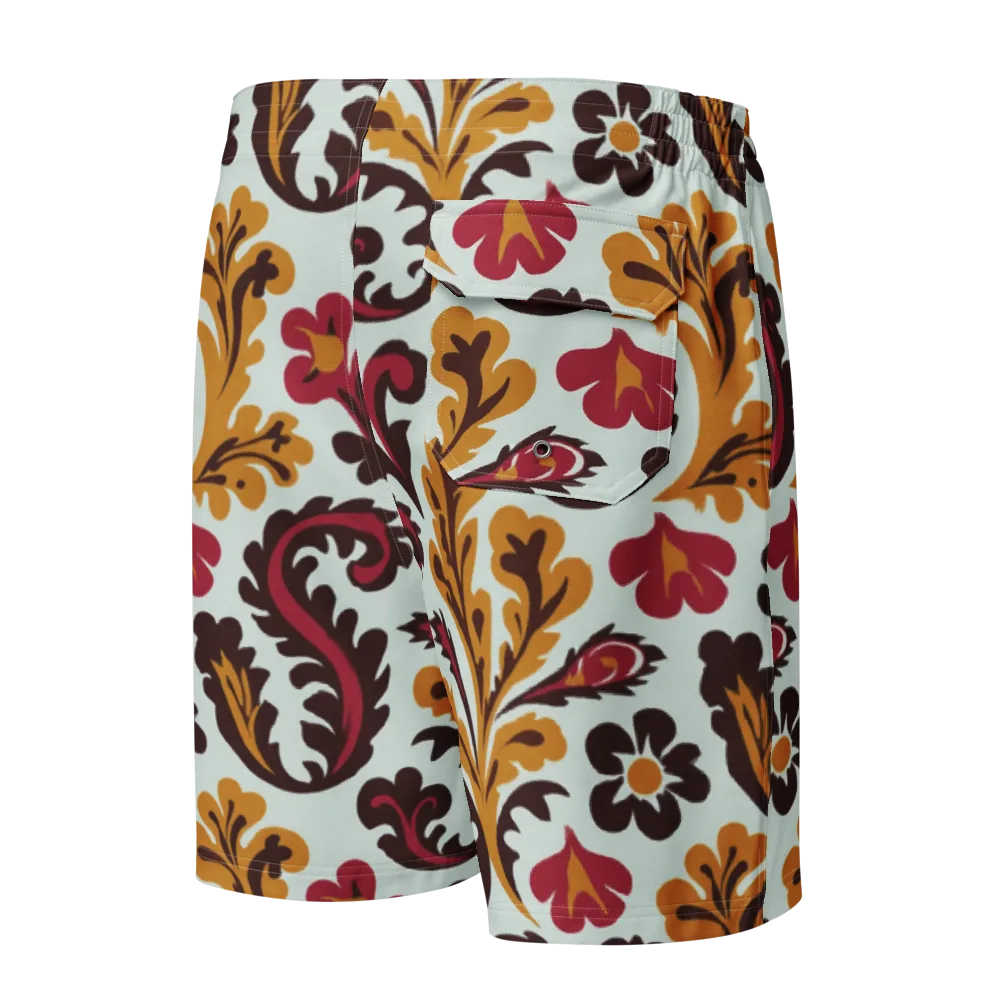 Garnet Paisley Garden on Men's Board Shorts — Back