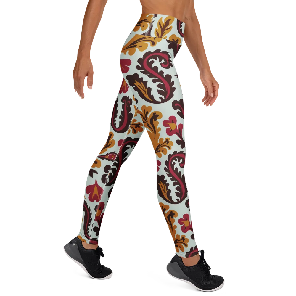 Garnet Paisley Garden on Yoga Leggings — Right