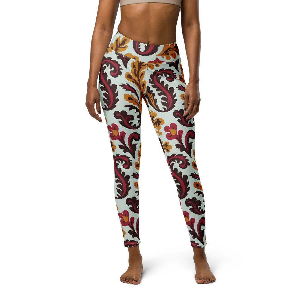 Garnet Paisley Garden on Yoga Leggings — Front