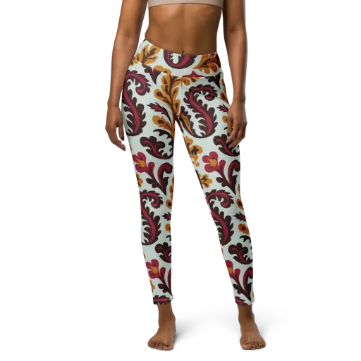 Garnet Paisley Garden on a Yoga Leggings