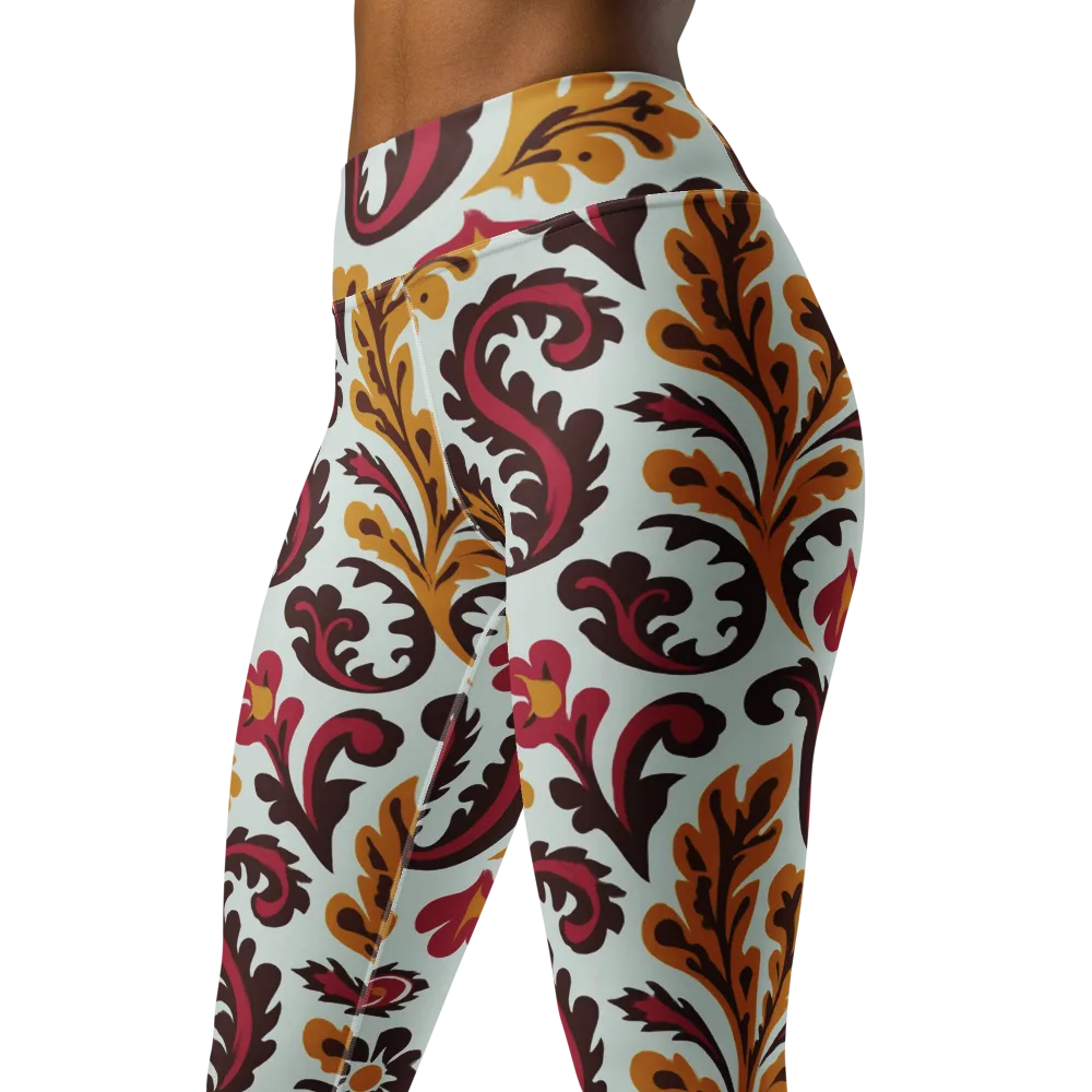 Garnet Paisley Garden on Yoga Leggings — Left Front