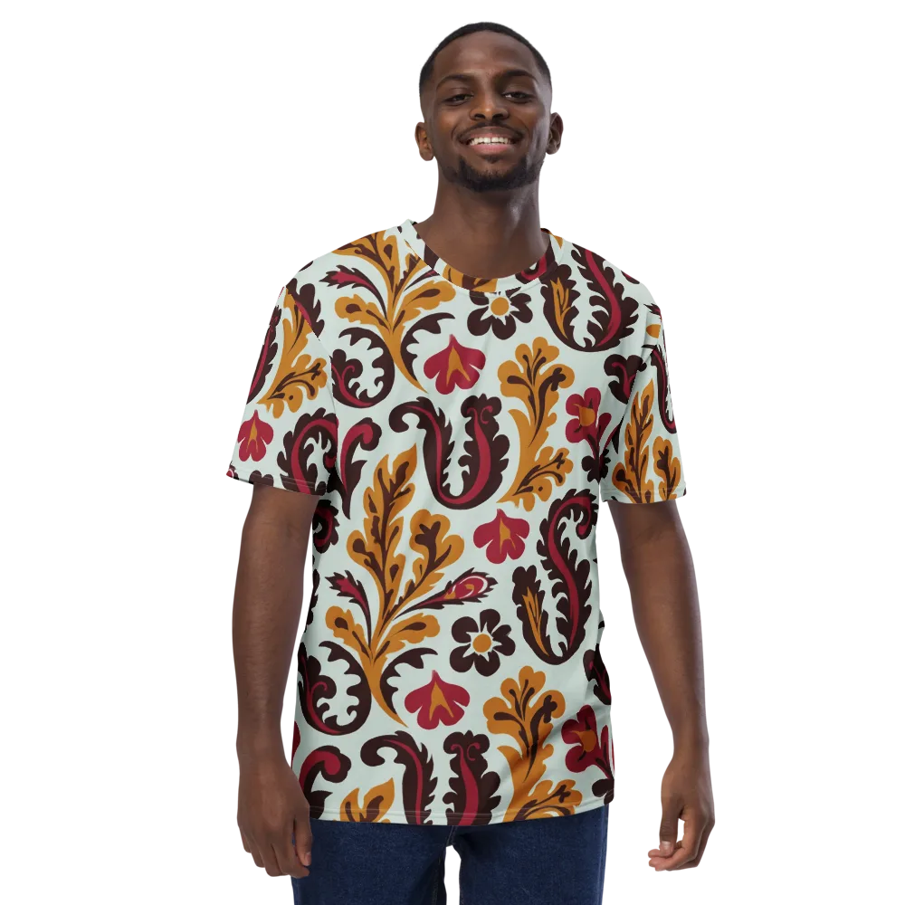 Garnet Paisley Garden on Men's Crew Neck T-Shirt — Front