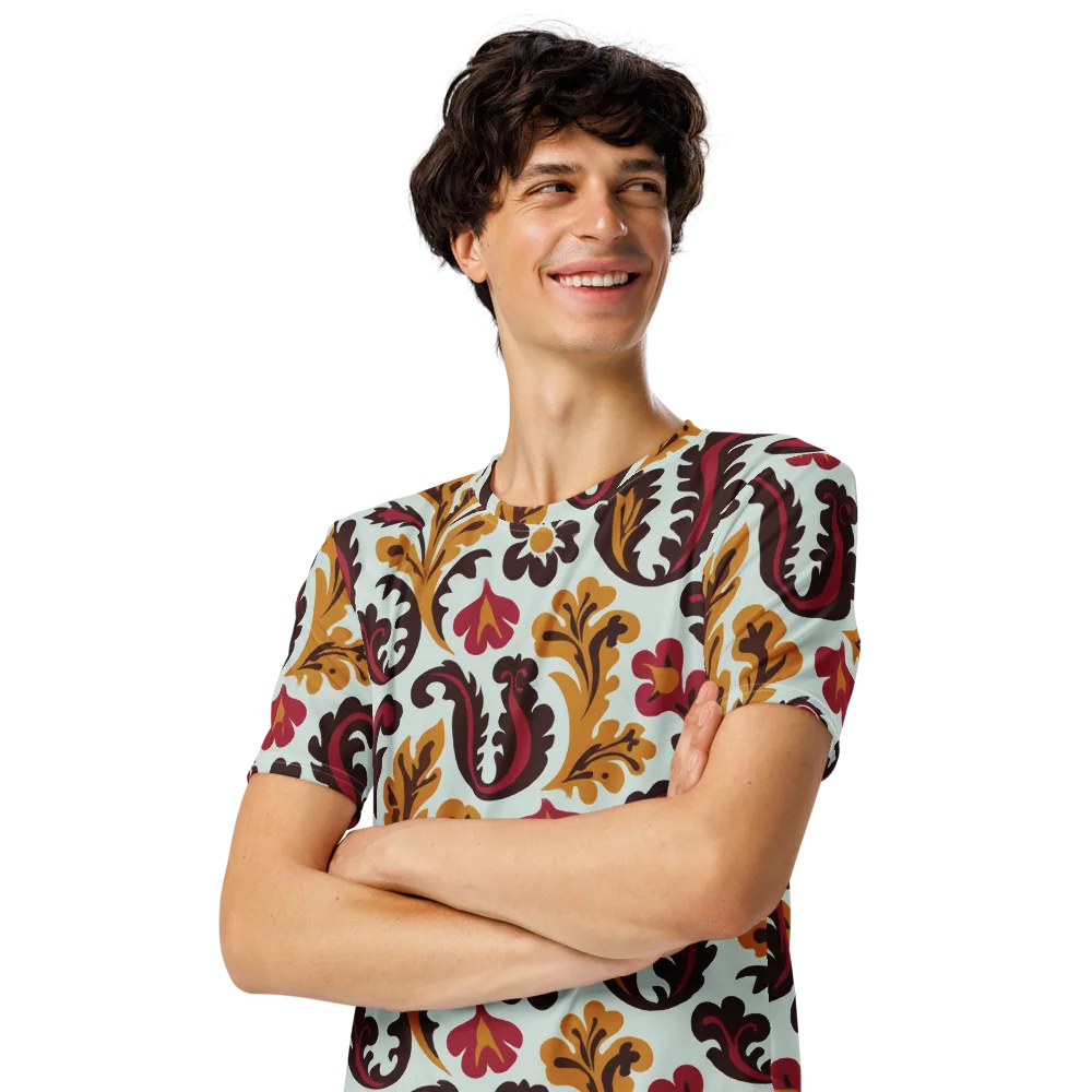 Garnet Paisley Garden on Men's Crew Neck T-Shirt — Left Front