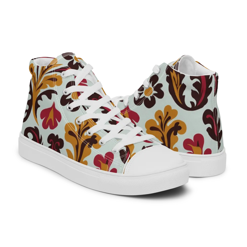 Garnet Paisley Garden on Men's High Top Canvas Shoes — Right