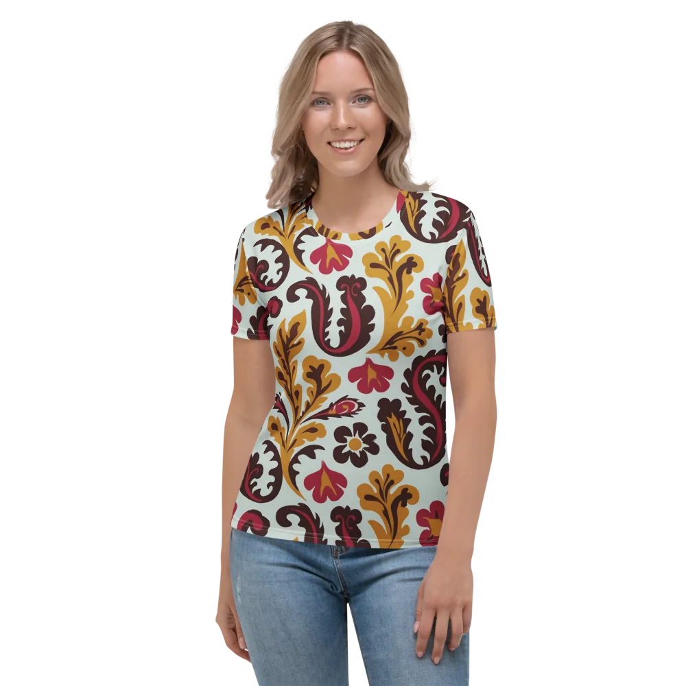Garnet Paisley Garden on Women's Crew Neck T-Shirt — Front