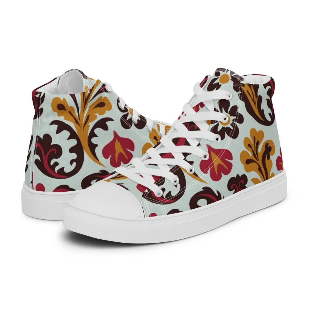Garnet Paisley Garden on Women's High Top Canvas Shoes — Left