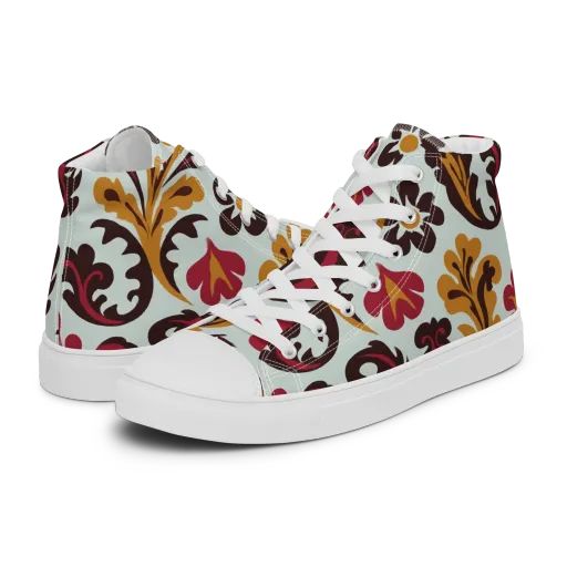 Garnet Paisley Garden on a Women's High Top Canvas Shoes