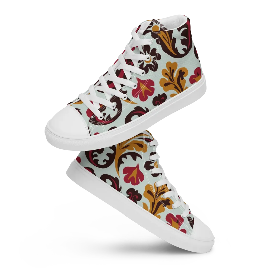 Garnet Paisley Garden on Women's High Top Canvas Shoes — Front