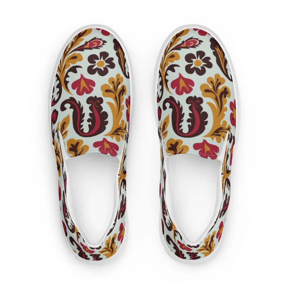 Garnet Paisley Garden on Men's Slip-On Canvas Shoes — Front