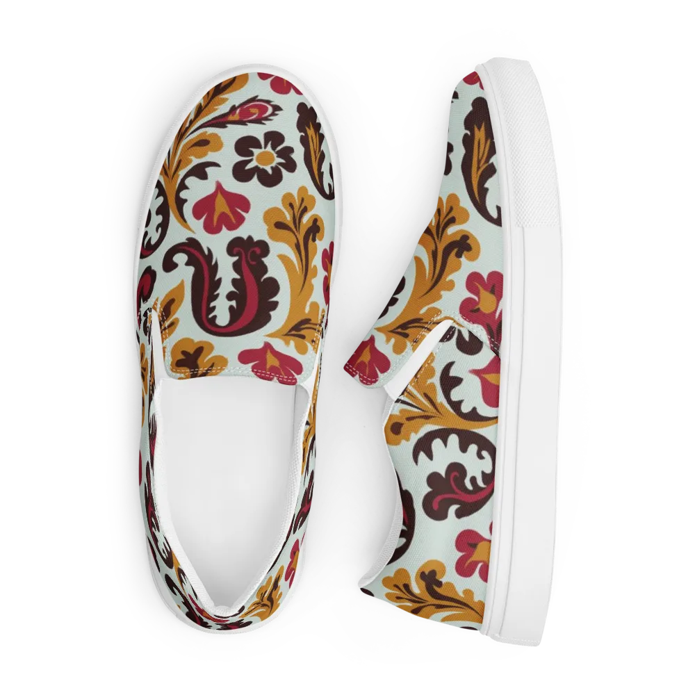 Garnet Paisley Garden on Men's Slip-On Canvas Shoes — Front