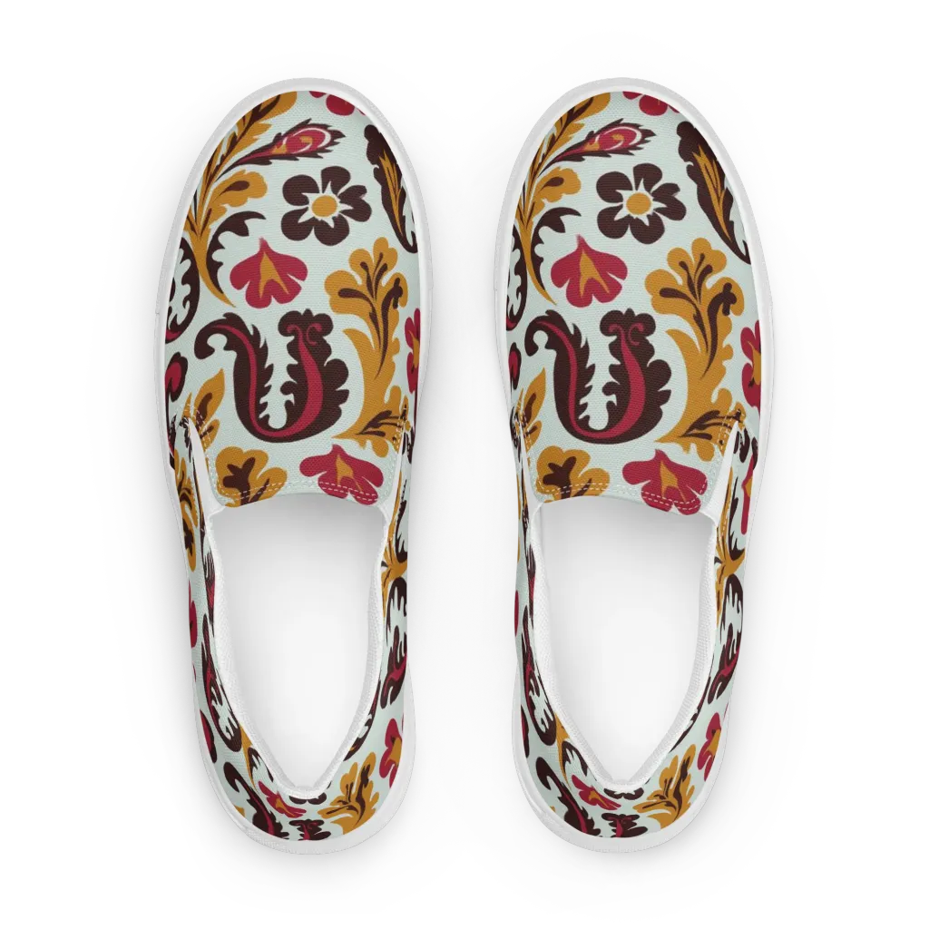 Garnet Paisley Garden on Women's Slip-On Canvas Shoes — Front