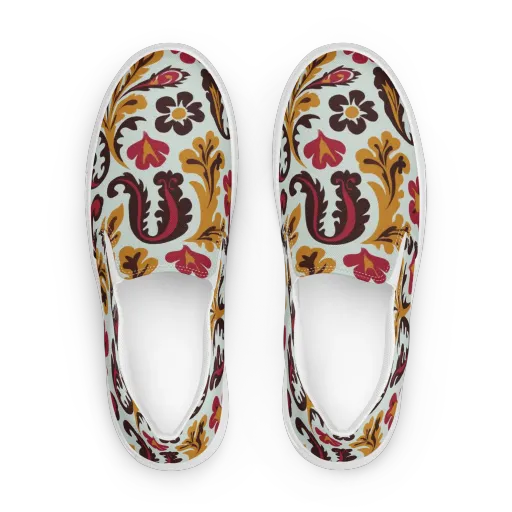 Garnet Paisley Garden on a Women's Slip-On Canvas Shoes