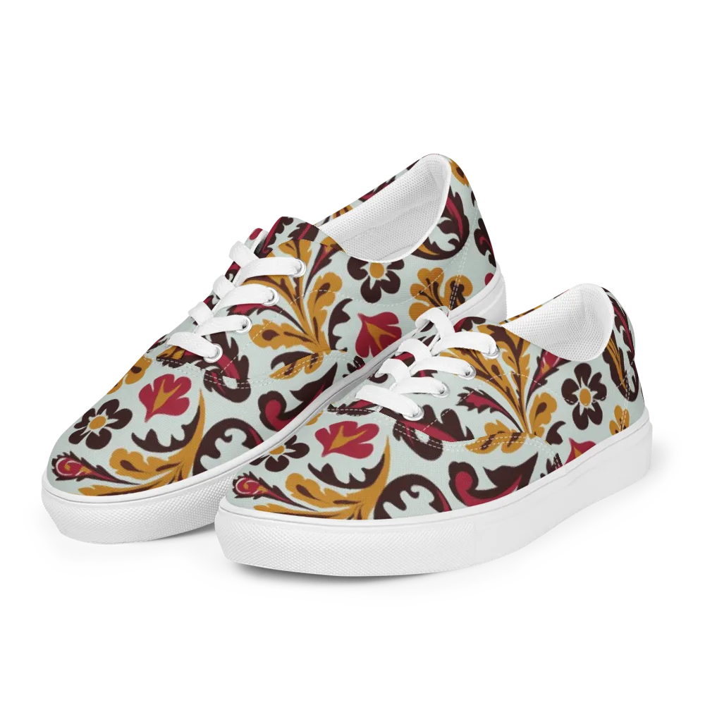 Garnet Paisley Garden on Men's Lace-Up Canvas Shoes — Left Front