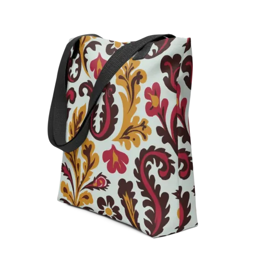 Garnet Paisley Garden on a Tote Bag