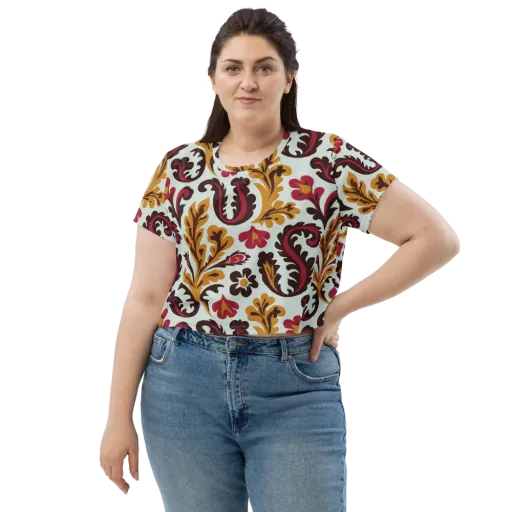 Garnet Paisley Garden on a Crop Tee