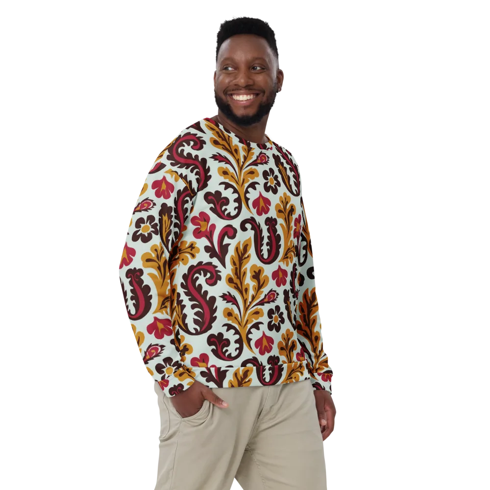 Garnet Paisley Garden on Sweatshirt — Front