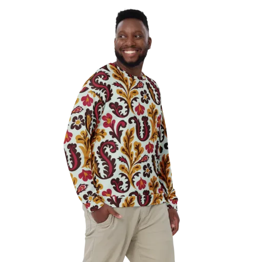 Garnet Paisley Garden on a Sweatshirt