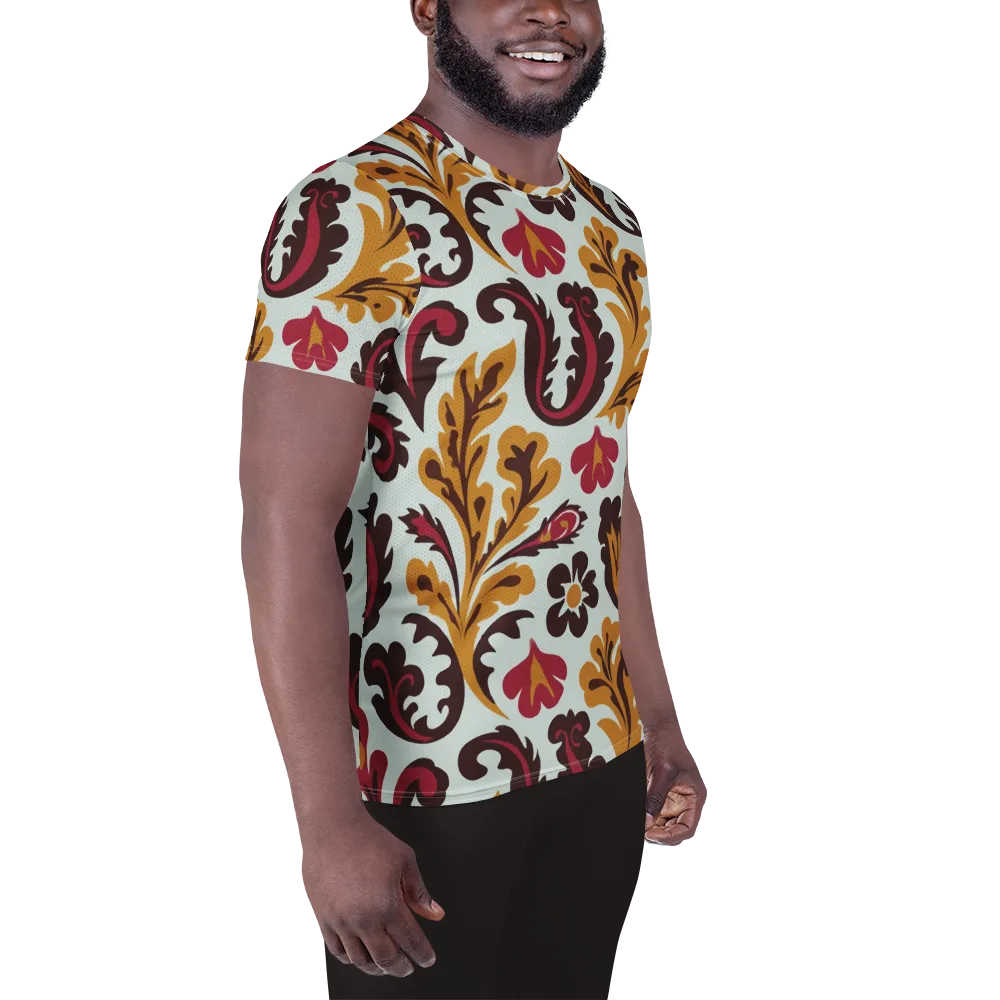 Garnet Paisley Garden on Men's Athletic T-Shirt — Right