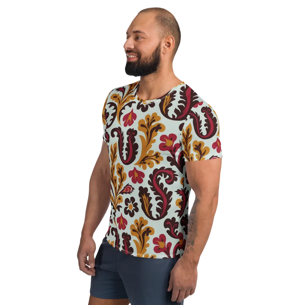 Garnet Paisley Garden on Men's Athletic T-Shirt — Left