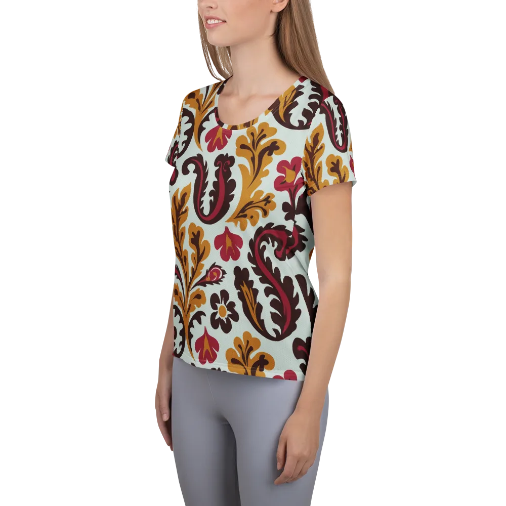 Garnet Paisley Garden on Women's Athletic T-Shirt — Left