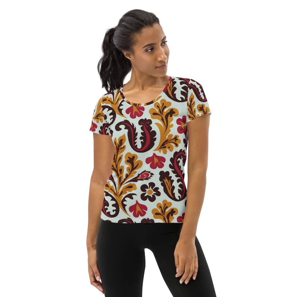 Garnet Paisley Garden on Women's Athletic T-Shirt — Front